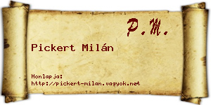 Pickert Milán névjegykártya